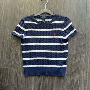 Ralph Lauren Striped Cotton Short-Sleeve Sweater - Medium